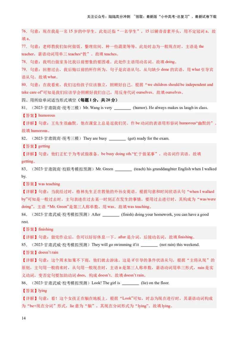 语法综合过关练（三大题型，100题）-2024年中考英语一轮复习讲练测（全国通用）（解析版）_02中考总复习（2026版更新中）_03-英语-中考总复习_2024年中考复习资料_一轮复习