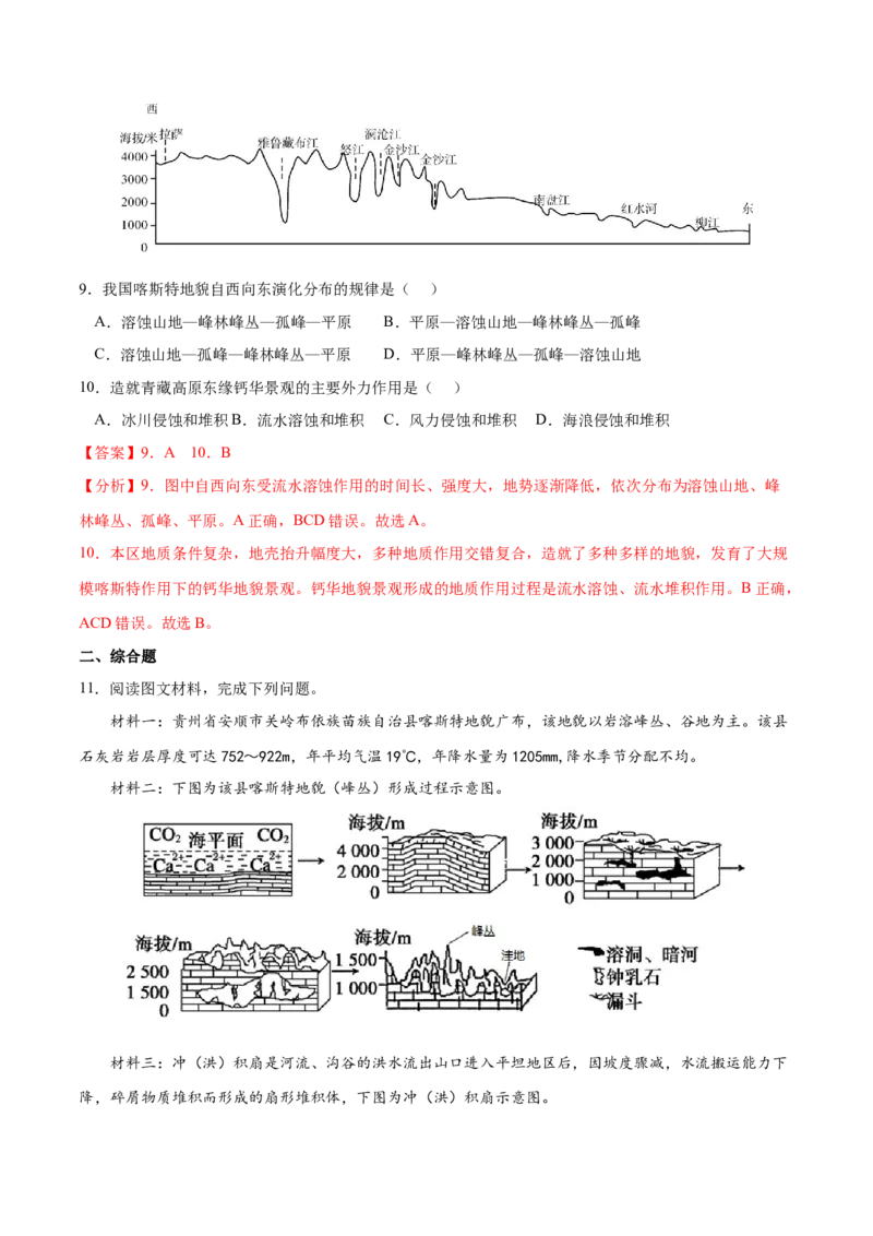 地理微考点：喀斯特地貌的形成过程图-备战2023年高考总复习地理微考点狙击与专项突破_9.2025地理总复习_2023年新高考复习资料_专项复习_备战2023年高考地理总复习微考点狙击与专项测练