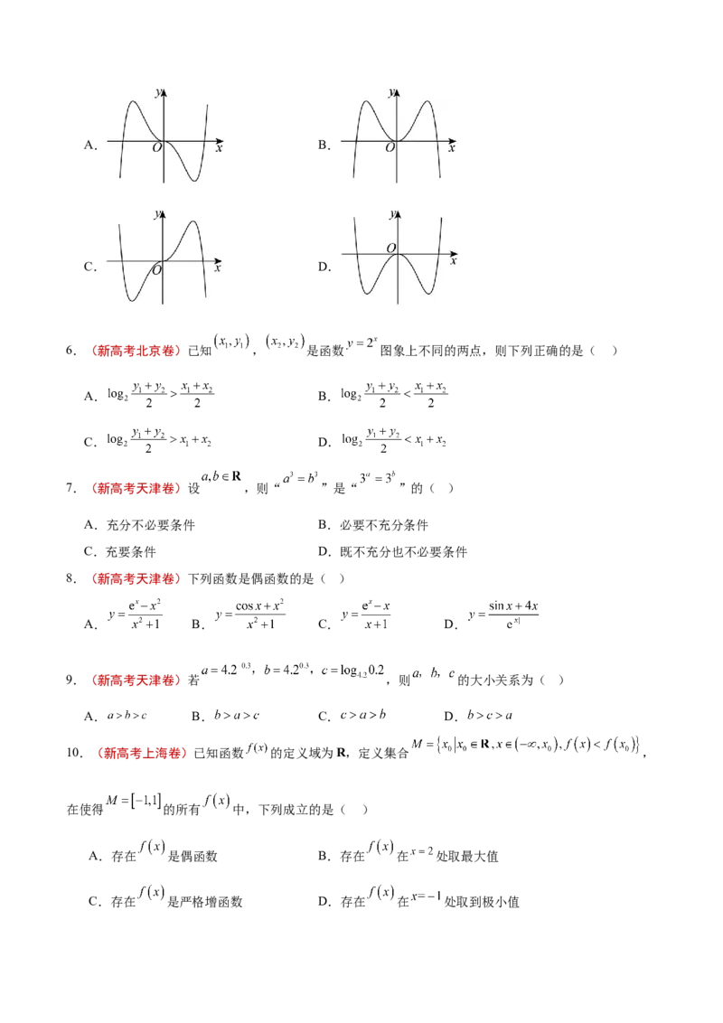 专题08函数的图象与性质（原卷版）_2.2025数学总复习_2025年新高考资料_专项复习_2024年高考真题和模拟题数学分类汇编（全国通用）（完结）