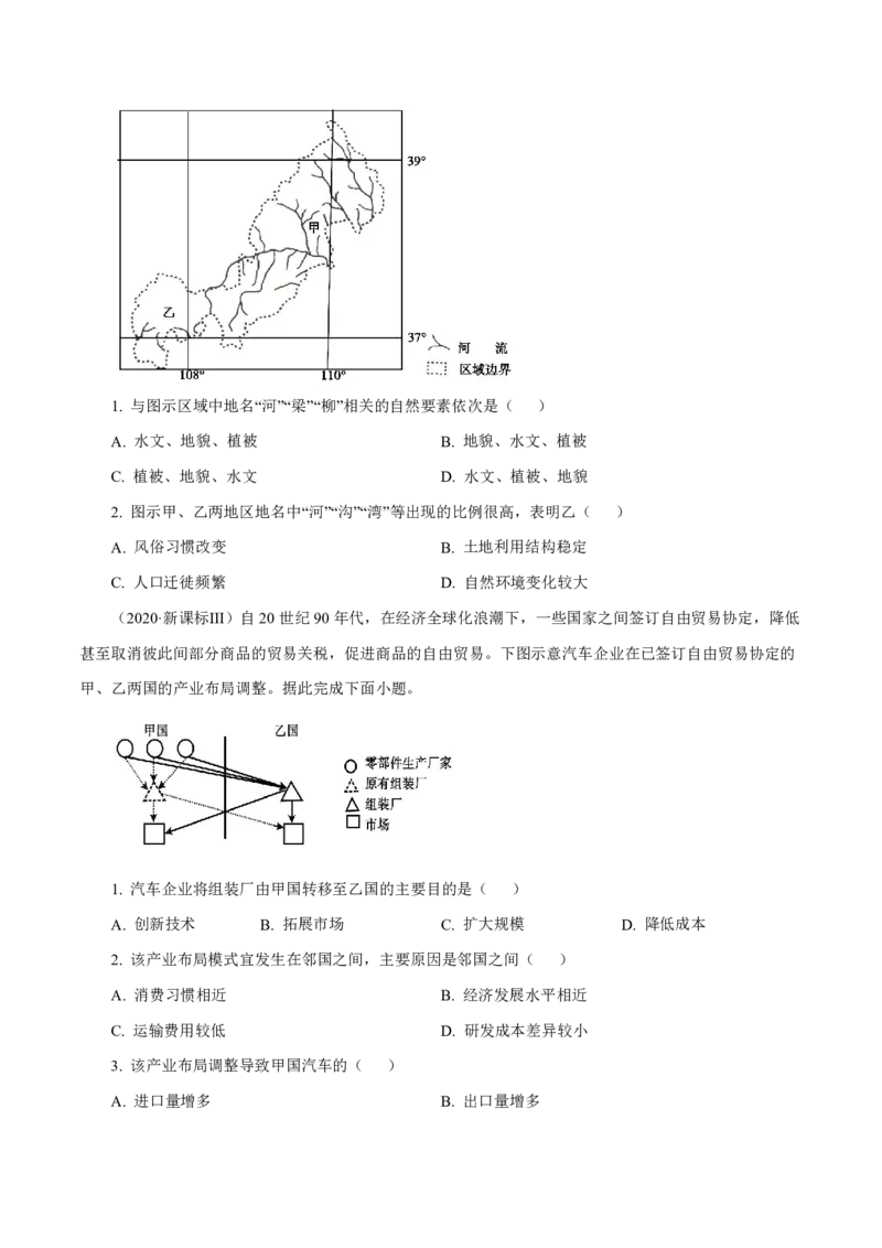 专题13区域可持续发展与地理信息技术原卷版_9.2025地理总复习_2023年新高考复习资料_专项复习_十年高考真题地理分项解析_十年高考真题地理分项解析（第13-17专题）