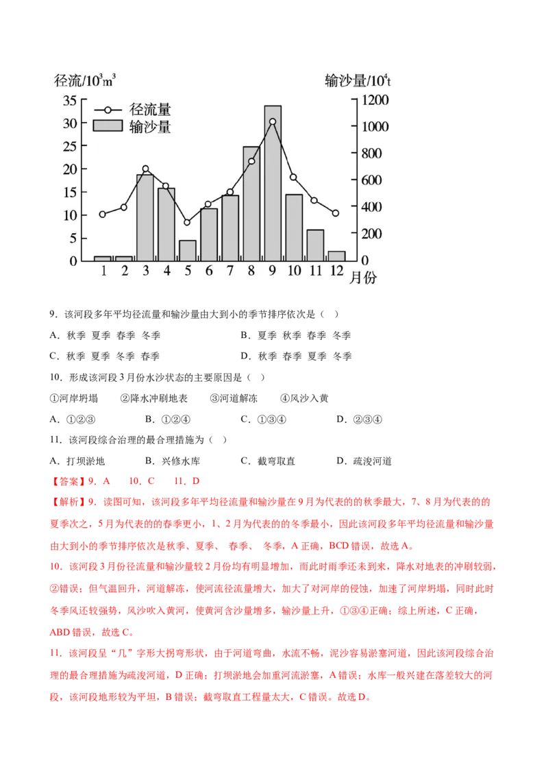 5.2相互联系的水体-备战2024年高考地理一轮复习微专题微考点专项训练（全国通用）（解析版）_9.2025地理总复习_2024年新高考资料_3.2024专项复习