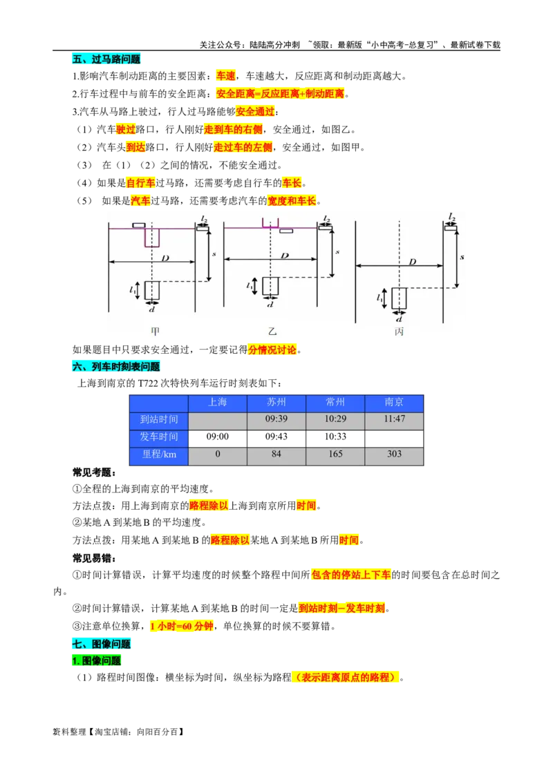 速度计算进阶&mdash;&mdash;题型归类_02中考总复习（2026版更新中）_04-物理-中考总复习_2024年中考复习资料_专项复习资料_2024年中考物理复习辅导系列_❤更新专项复习