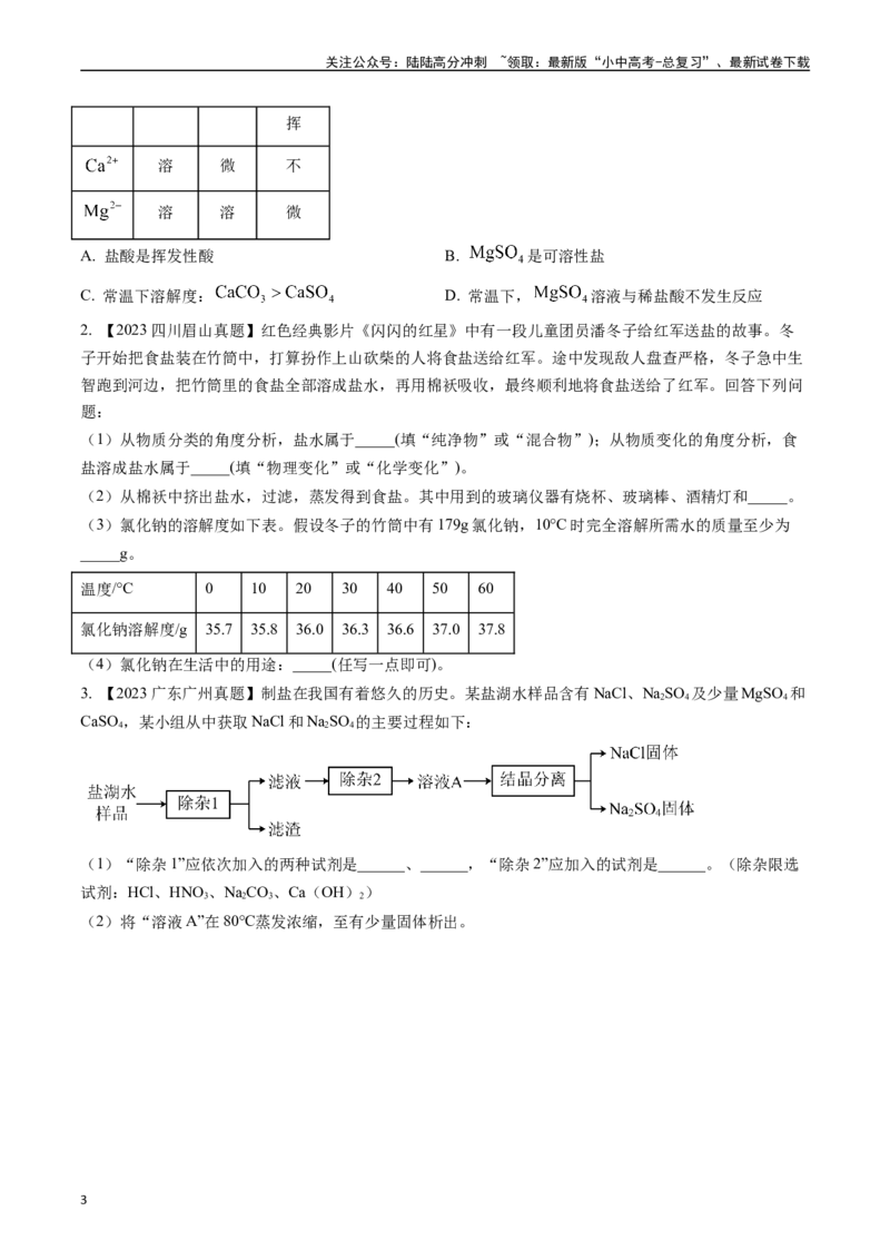 第十一单元盐化肥（讲义）-备战2024年中考化学一轮复习考点帮（人教版）（原卷版）_02中考总复习（2026版更新中）_05-化学-中考总复习_2024年中考复习资料_一轮复习资料_考点过关讲义