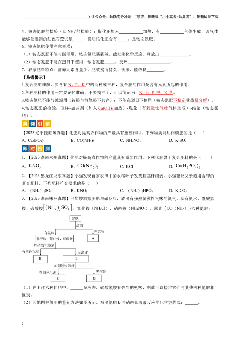 第十一单元盐化肥（讲义）-备战2024年中考化学一轮复习考点帮（人教版）（原卷版）_02中考总复习（2026版更新中）_05-化学-中考总复习_2024年中考复习资料_一轮复习资料_考点过关讲义