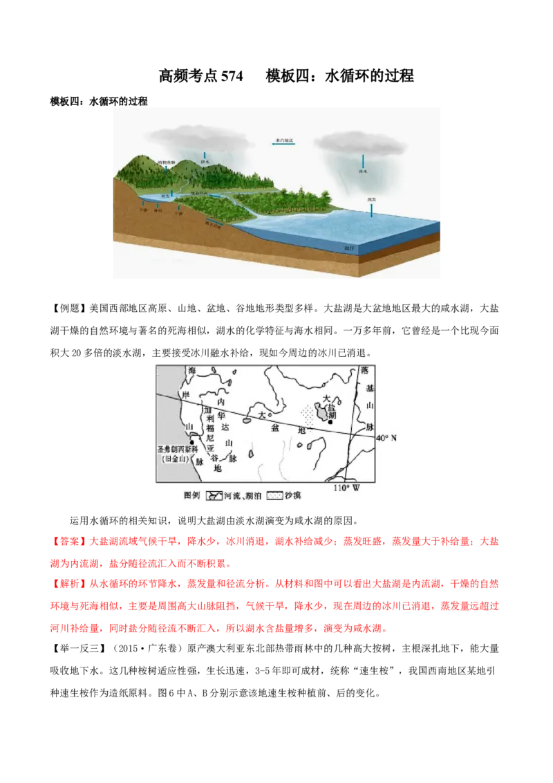 地理微考点：四：水循环的过程-备战2023年高考总复习地理微考点狙击与专项突破_9.2025地理总复习_2023年新高考复习资料_专项复习_备战2023年高考地理总复习微考点狙击与专项测练
