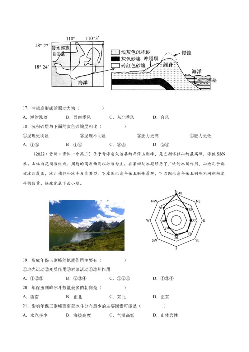 专题08地表形态-备战2023年高考地理一轮复习精讲精练（原卷版）_9.2025地理总复习_赠品通用版（老高考）复习资料_一轮复习_备战2023年高考地理一轮复习精讲精练