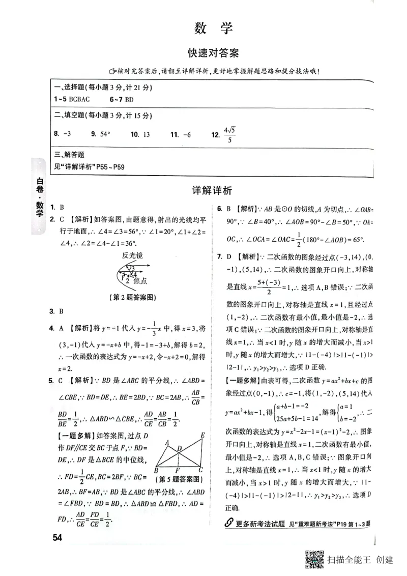 2025年《白卷》7科答案_初中资料合集_2025《万唯中考&bull;黑白卷》多地方版（更30省）_2025《万唯中考&bull;黑白卷》7科全套（陕西）