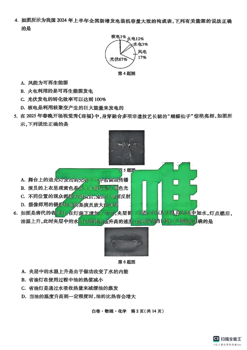 物化白卷_初中资料合集_2025《万唯中考&bull;黑白卷》多地方版（更30省）_2025《万唯中考&bull;黑白卷》7科全套（湖北）_物理化学