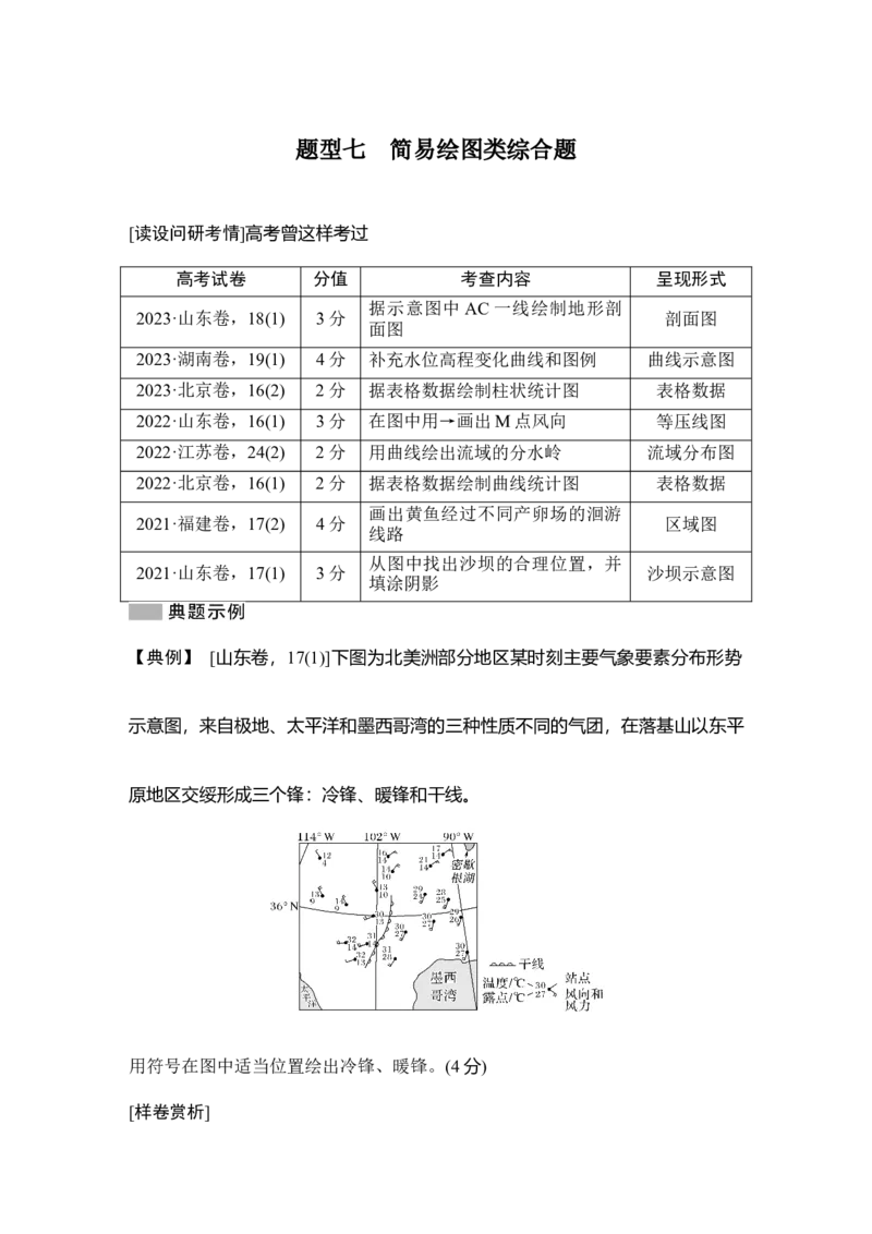 2025年高考地理综合题型高分策略题型七　简易绘图类综合题_9.2025地理总复习_2025年新高考资料_二轮复习_2025年高考地理考前增分特训
