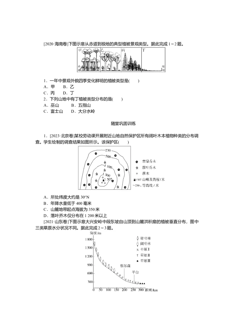 2025届高中地理人教版一轮复习第37课时导学案：植被_9.2025地理总复习_2025年新高考资料_一轮复习_人教版2025届高中地理一轮复习知识梳理(课件+导学案+练习)