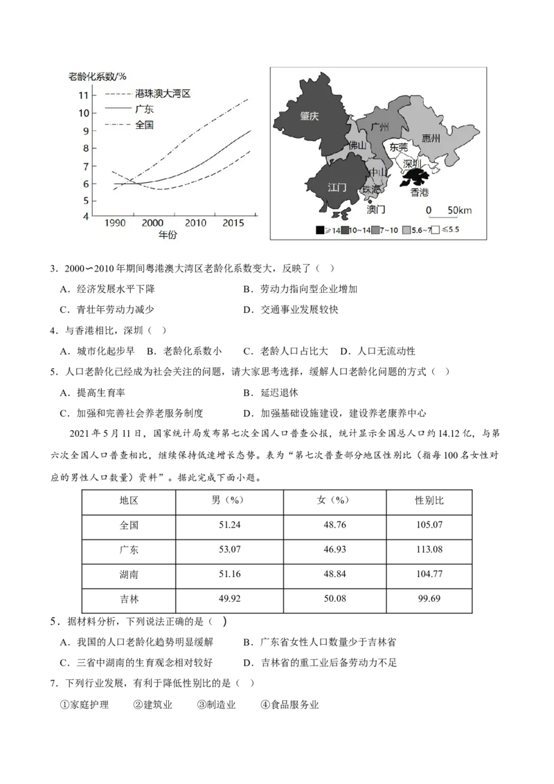 人口问题-2023年高三地理二轮小专题练习（新课标）（原卷版)_9.2025地理总复习_2023年新高考复习资料_二轮复习_寒假小练2023年高三地理二轮小专题练习（新课标）291470456