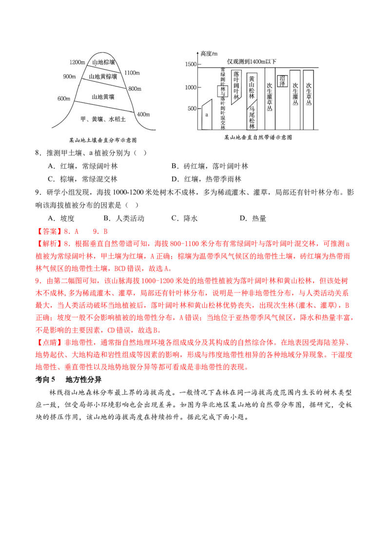 专题06自然地理环境的整体性与差异性（含生物与环境、冻土）（讲义）（解析版）_9.2025地理总复习_2024年新高考资料_2.2024二轮复习_2024年高考地理二轮复习讲练测（新教材新高考）