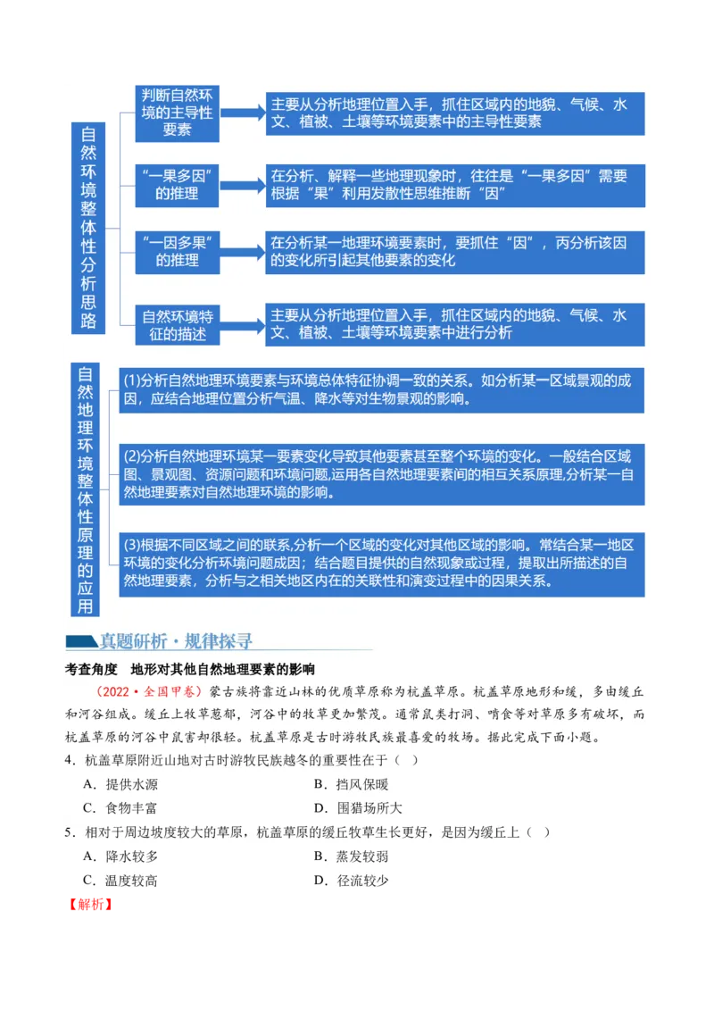 专题06自然地理环境的整体性与差异性（含生物与环境、冻土）（讲义）（解析版）_9.2025地理总复习_2024年新高考资料_2.2024二轮复习_2024年高考地理二轮复习讲练测（新教材新高考）
