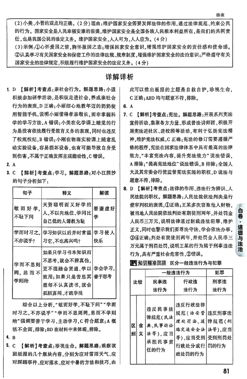 2025《万唯中考&bull;山西黑白卷》道法白卷答案_初中资料合集_2025《万唯中考&bull;黑白卷》多地方版（更30省）_2025《万唯中考&bull;山西黑白卷》7科