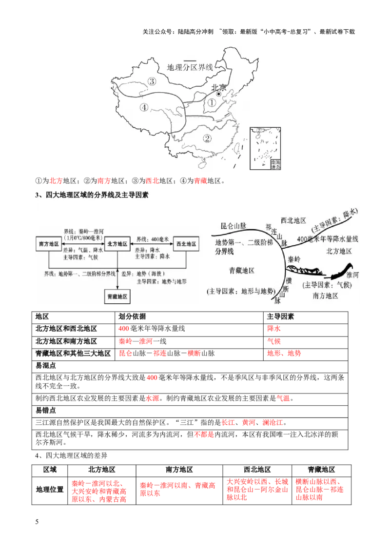 阶段背记07中国地理分区（晨读晚默）（答案版）_02中考总复习（2026版更新中）_09-地理-中考总复习_2024年中考复习资料_一轮复习_❤2024年中考地理一轮复习讲练测（全国通用）_晨读晚默