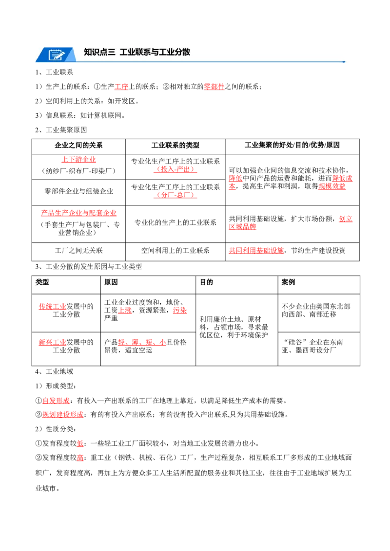 专题14工业和服务业-口袋书2024年高考地理一轮复习知识清单_9.2025地理总复习_2024年新高考资料_1.2024一轮复习_2024年高考地理一轮复习知识清单