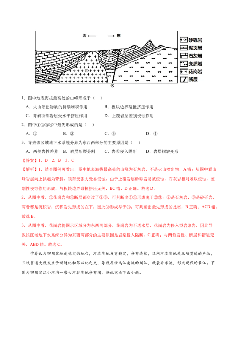 地理微考点：地质地貌易混知识点-备战2023年高考总复习地理微考点狙击与专项突破_9.2025地理总复习_2023年新高考复习资料_专项复习_备战2023年高考地理总复习微考点狙击与专项测练