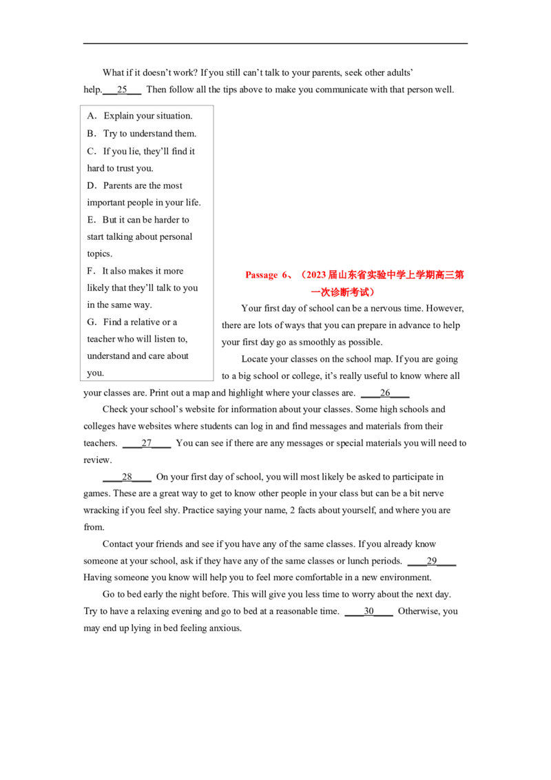 专题17依据线索词汇，巧解阅读七选五（原卷版）_3.2025英语总复习_赠品通用版（老高考）复习资料_二轮复习_2023年高考英语毕业班二轮热点题型归纳与变式演练（全国通用）