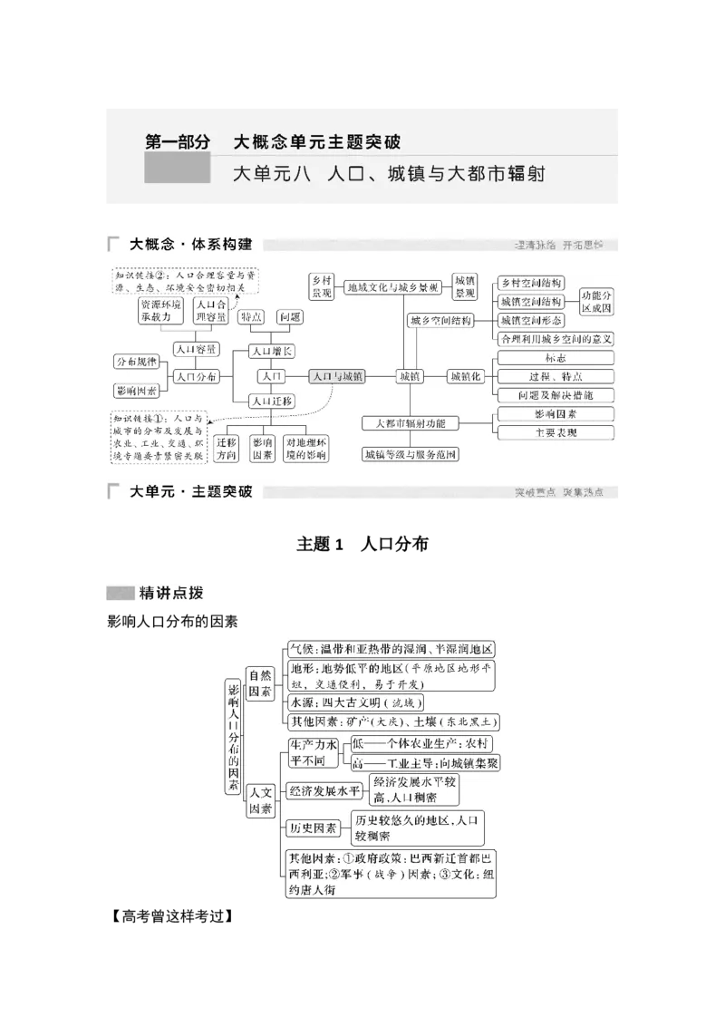 2025年高考地理考前大概念单元主题突破大单元八　人口、城镇与大都市辐射_9.2025地理总复习_2025年新高考资料_二轮复习_2025年高考地理考前增分特训