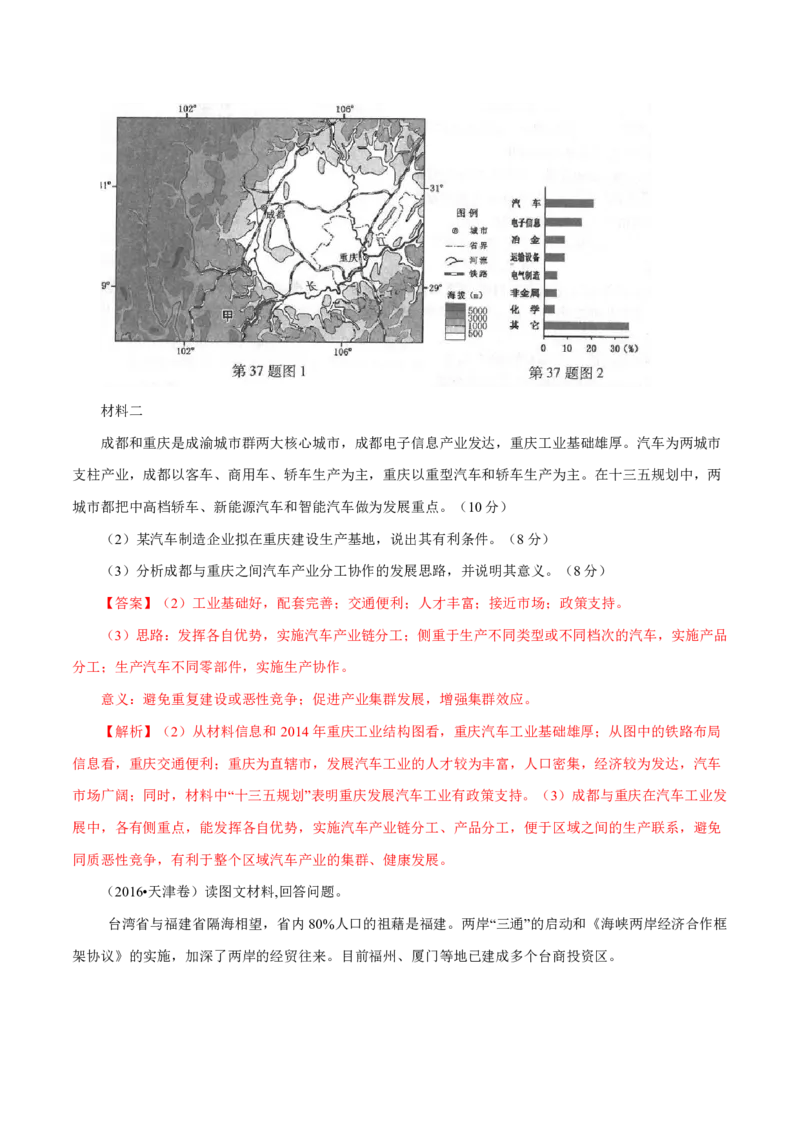 专题11工业与服务业（解析版）_9.2025地理总复习_2023年新高考复习资料_专项复习_十年高考真题地理分项解析_十年高考真题地理分项解析（第7-12专题）