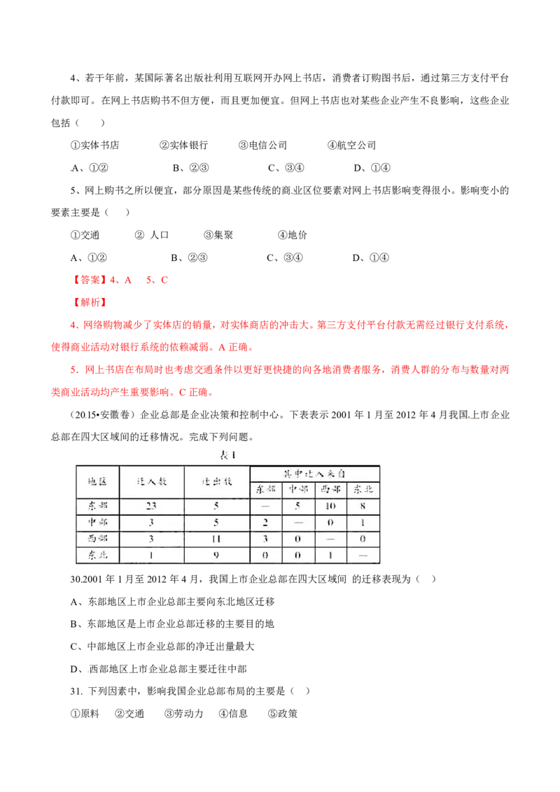 专题11工业与服务业（解析版）_9.2025地理总复习_2023年新高考复习资料_专项复习_十年高考真题地理分项解析_十年高考真题地理分项解析（第7-12专题）