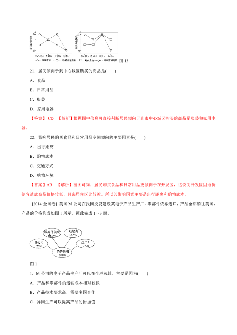 专题11工业与服务业（解析版）_9.2025地理总复习_2023年新高考复习资料_专项复习_十年高考真题地理分项解析_十年高考真题地理分项解析（第7-12专题）
