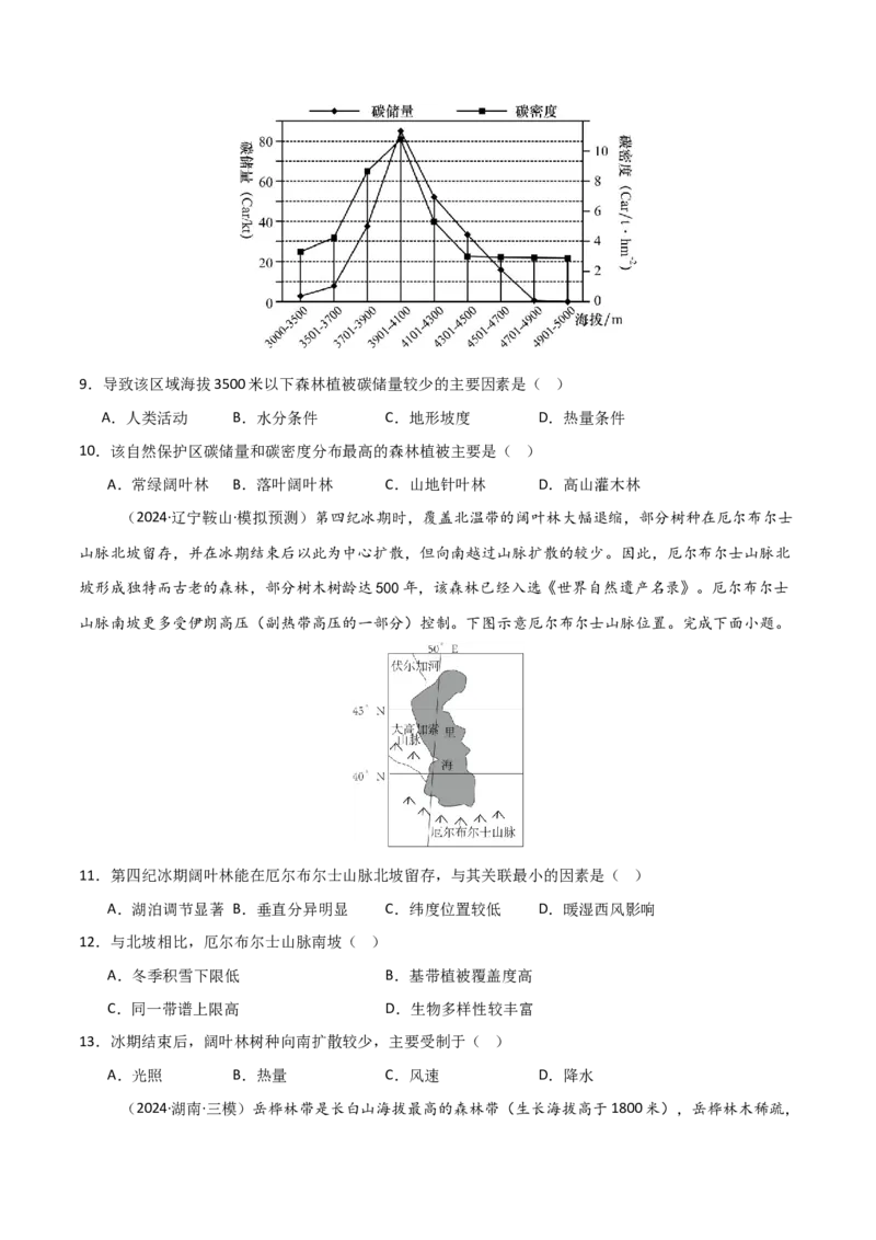 单元突破卷09自然地理环境的整体性与差异性-2025年高考地理一轮复习考点通关卷（新高考通用）（原卷版）_9.2025地理总复习_2025年新高考资料_一轮复习