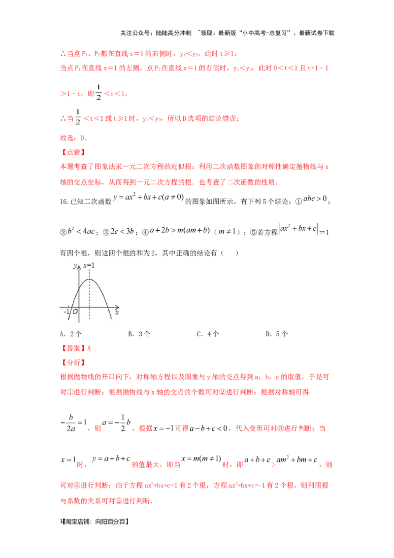 第6讲二次函数的图象与性质（题型突破+专题精练）（解析版）_02中考总复习（2026版更新中）_02-数学-中考总复习_2024年中考复习资料_一轮复习资料_第三章函数_题型突破+专题精练