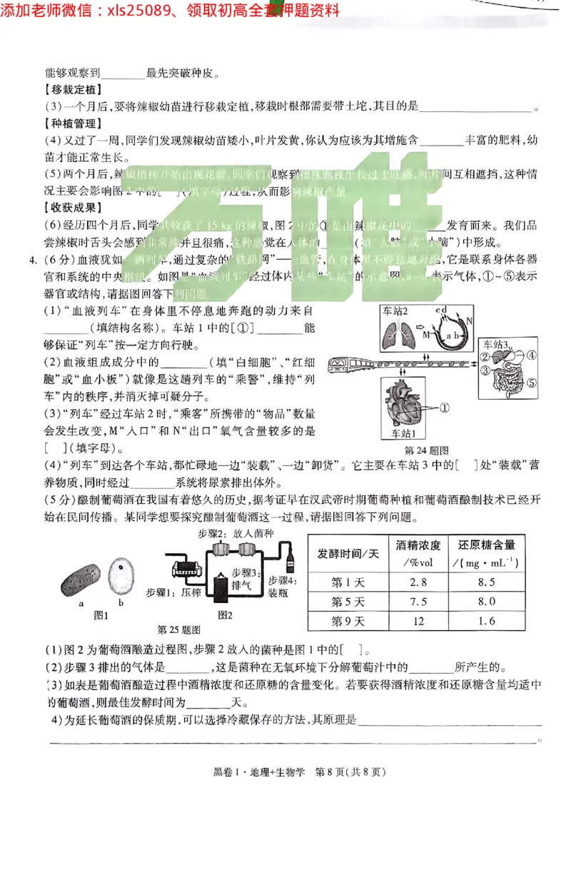 江西黑白卷生物学_初中资料合集_万唯2025万唯中考《黑白卷-地生》多地版本（已更12省）_2025《万唯中考&bull;黑白卷》地生（江西）