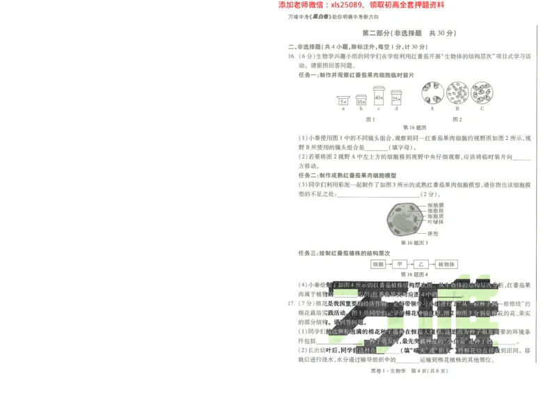 2025《万唯中考&bull;陕西黑白卷》生物生物黑卷1A4_初中资料合集_万唯2025万唯中考《黑白卷-地生》多地版本（已更12省）_2025《万唯中考&bull;黑白卷》地生（陕西）
