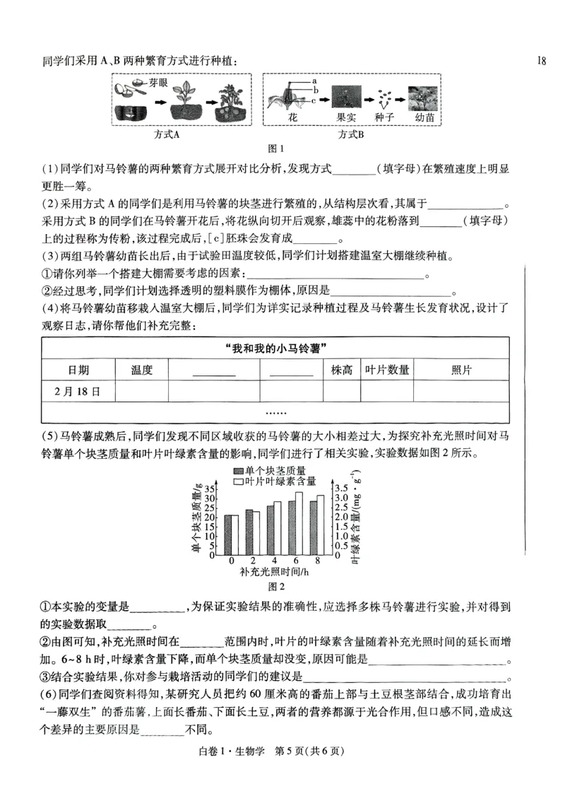 2025《万唯中考&bull;山西黑白卷》生物白卷1_初中资料合集_2025《万唯中考&bull;黑白卷》多地方版（更30省）_2025《万唯中考&bull;山西黑白卷》7科