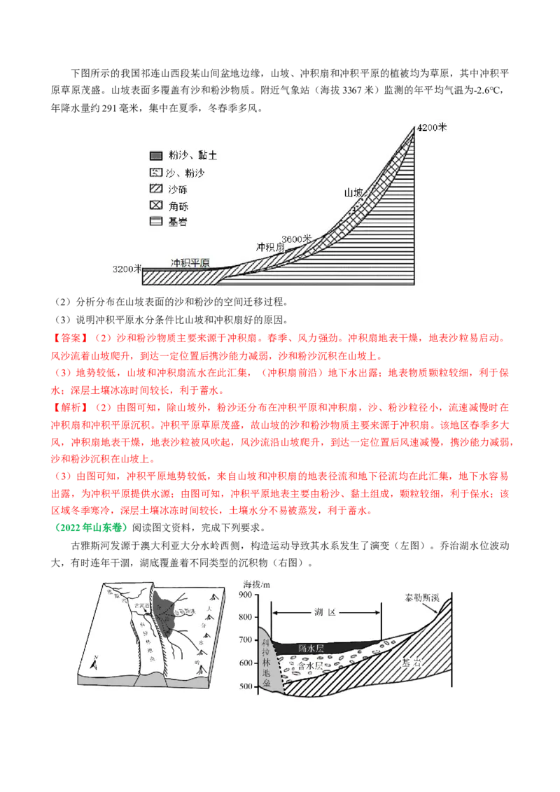 专题12地质地貌的&ldquo;格局&rdquo;与&ldquo;过程&rdquo;(解析版)_9.2025地理总复习_2024年新高考资料_2.2024二轮复习_2024年高考地理二轮热点题型归纳与变式演练（新高考通用）