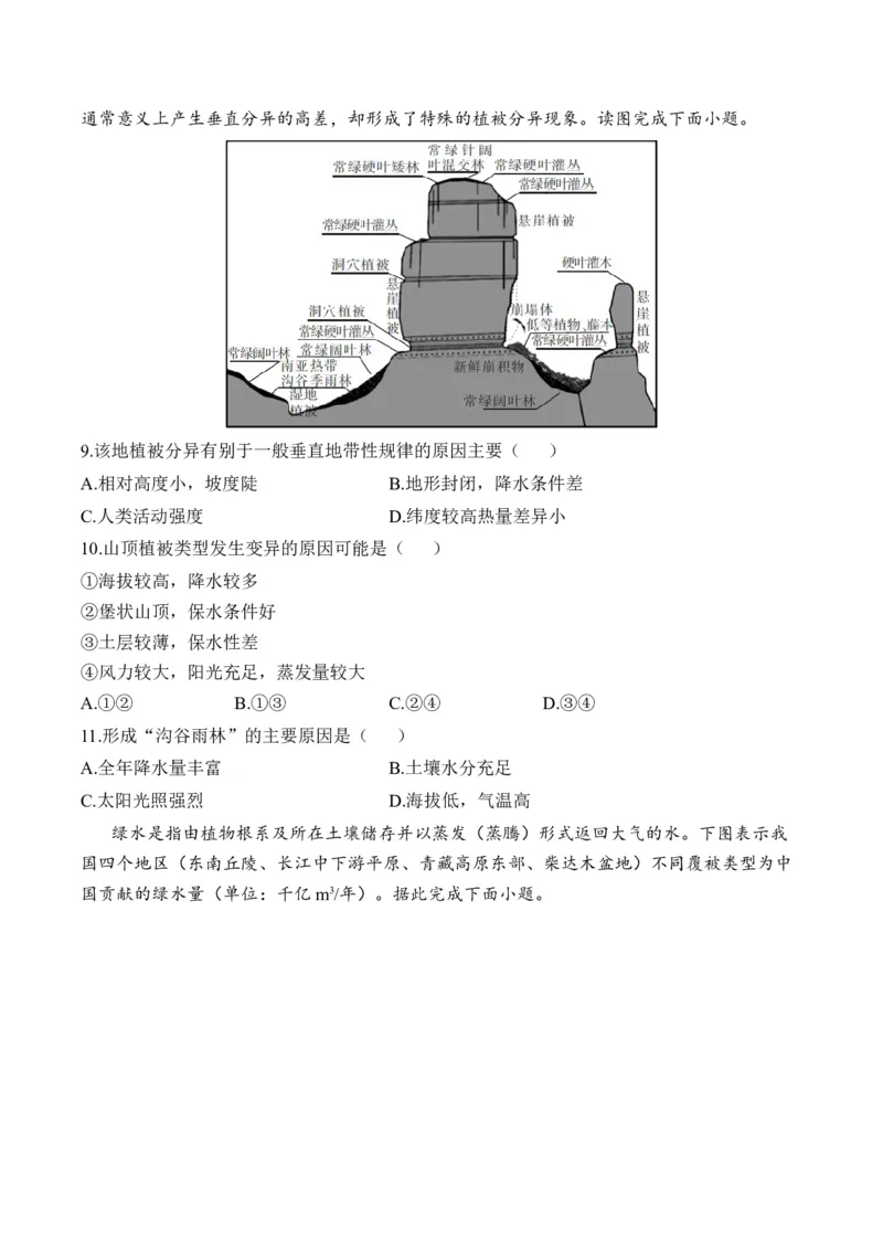 专题十六中国地理&mdash;2025届高考地理考点剖析同步练习（含答案解析）_9.2025地理总复习_2025年新高考资料_一轮复习_2025届高考地理一轮复习考点剖析同步练习（含答案解析）