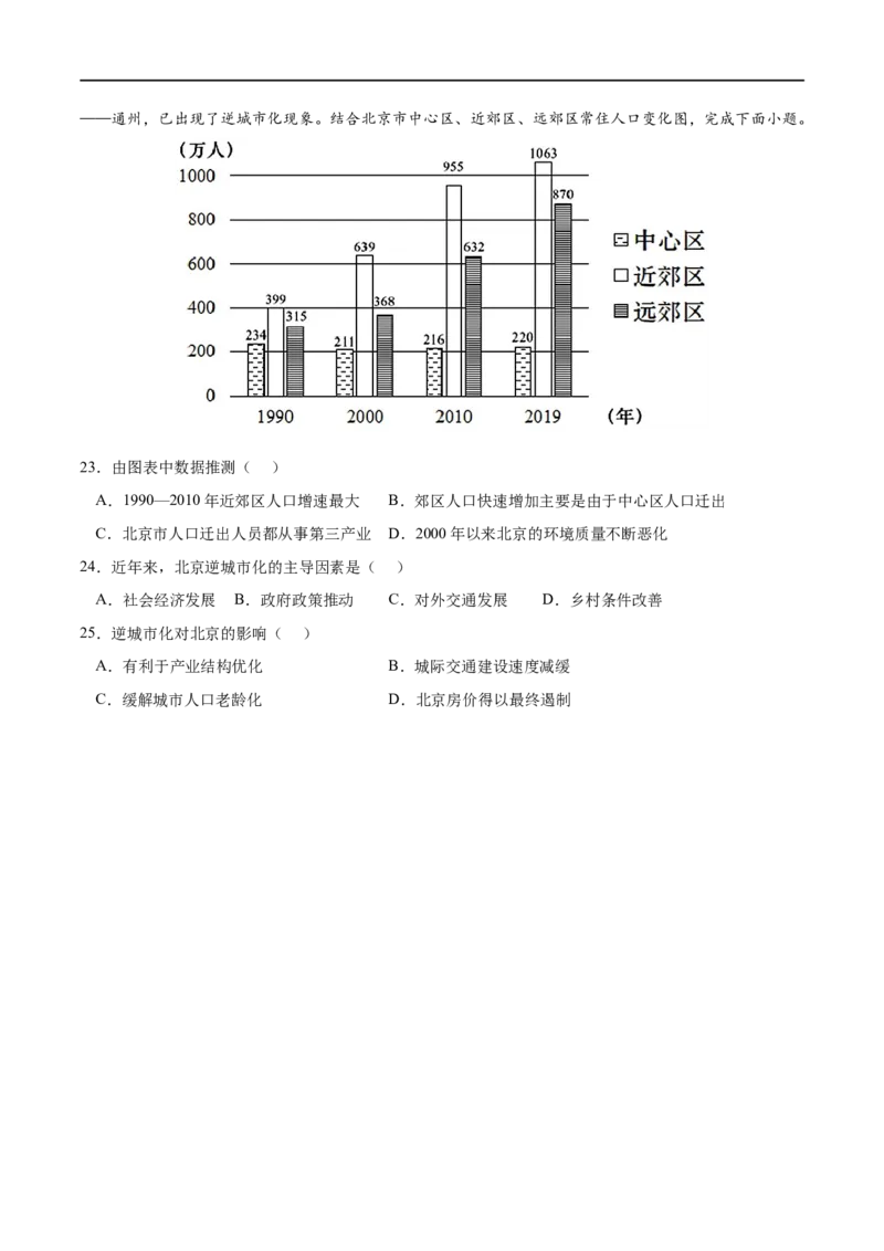 专题08乡村和城镇-2023年高考地理一轮复习小题多维练（原卷版）_9.2025地理总复习_2023年新高考复习资料_一轮复习_2023年高考地理一轮复习小题多维练（新高考专用）_乡村和城镇