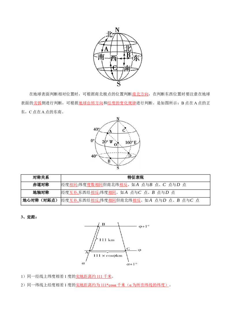 专题01地球与地图-口袋书2024年高考地理一轮复习知识清单_9.2025地理总复习_2024年新高考资料_1.2024一轮复习_2024年高考地理一轮复习知识清单