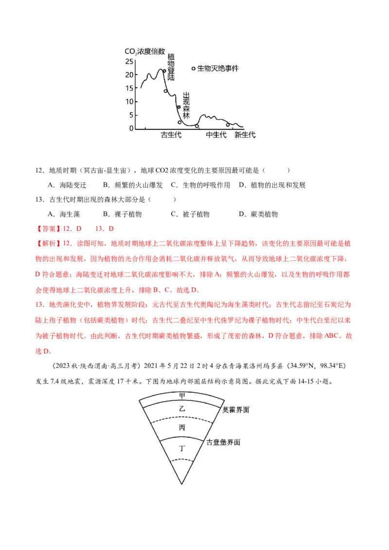 专题2宇宙中的地球（练习）（解析版）_9.2025地理总复习_2024年新高考资料_3.2024专项复习_备战2024年高考地理总复习专题考点+微专题集成讲练辑