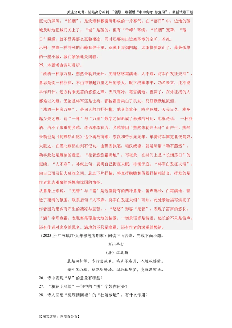 进阶练05古诗词中的意象（最新热点20题）-挑战中考备战2024年中考语文一轮总复习重难点全攻略（全国通用）（解析版）_02中考总复习（2026版更新中）_01-语文-中考总复习_一轮复习