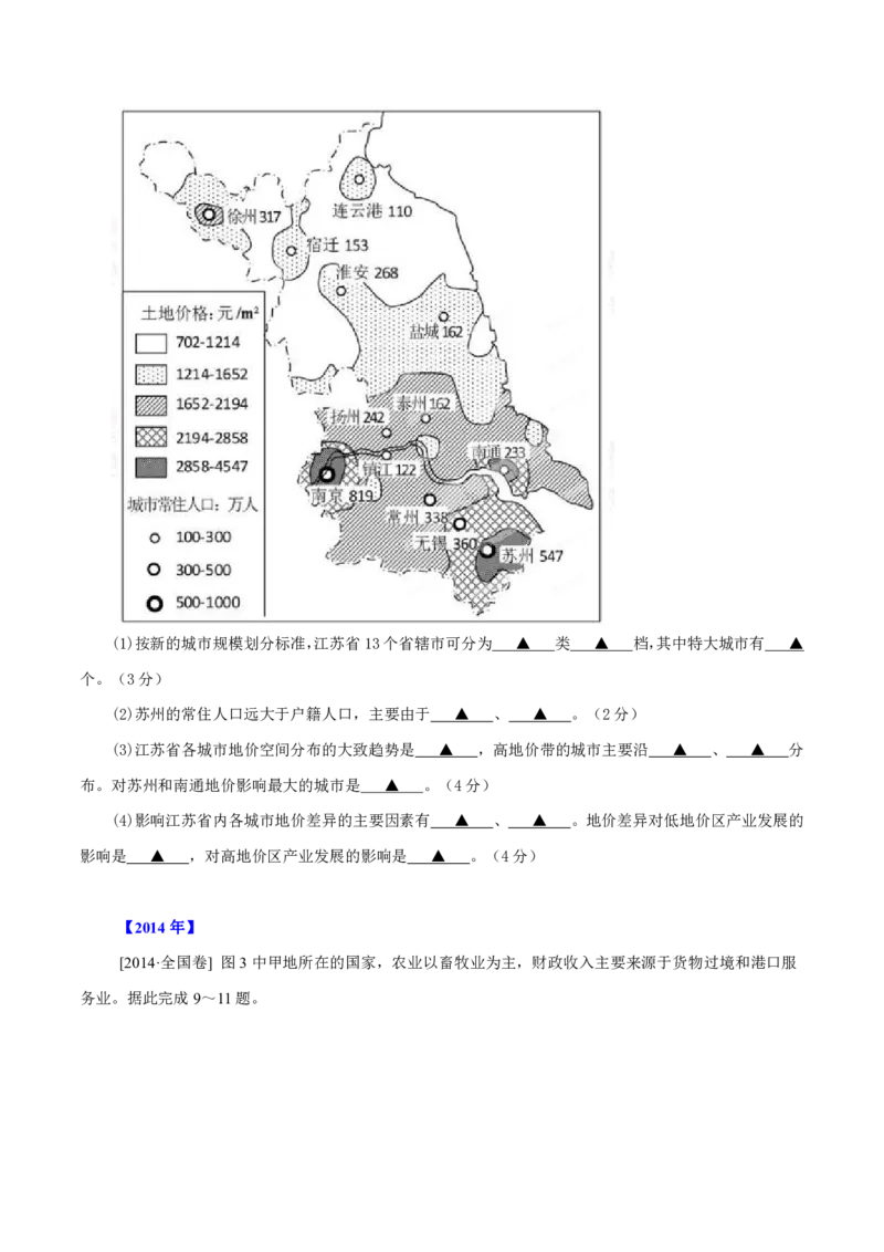 专题09城市（原卷版）_9.2025地理总复习_2023年新高考复习资料_专项复习_十年高考真题地理分项解析_十年高考真题地理分项解析（第7-12专题）