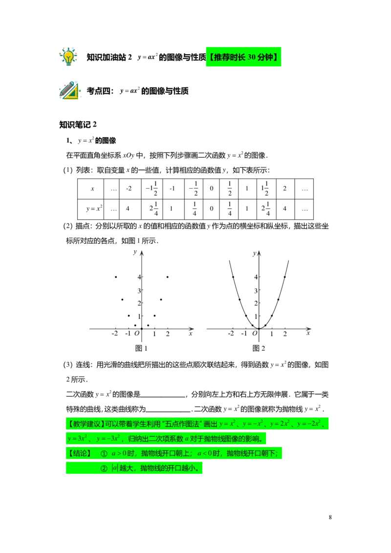 FY25暑假初三A11B08二次函数的概念与三种基本性质教师版_初中资料合集_2025年秋初中《789年级暑假数学讲义》含6升7衔接（学生+教师版）上海专版_初三_志高_教师版PDF