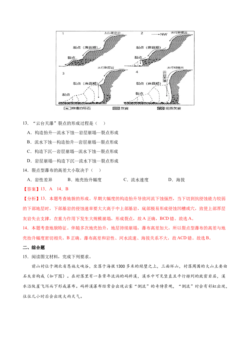 地理微考点：瀑布-备战2023年高考总复习地理微考点狙击与专项突破_9.2025地理总复习_2023年新高考复习资料_专项复习_备战2023年高考地理总复习微考点狙击与专项测练_先导辑