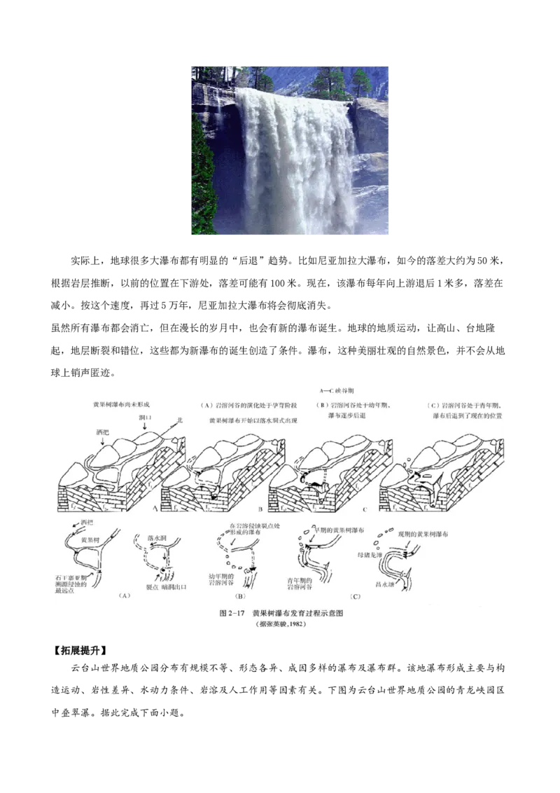 地理微考点：瀑布-备战2023年高考总复习地理微考点狙击与专项突破_9.2025地理总复习_2023年新高考复习资料_专项复习_备战2023年高考地理总复习微考点狙击与专项测练_先导辑