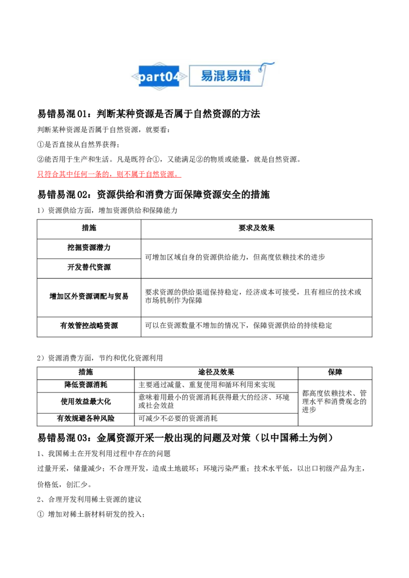 专题20资源与国家安全-口袋书2024年高考地理一轮复习知识清单_9.2025地理总复习_2024年新高考资料_1.2024一轮复习_2024年高考地理一轮复习知识清单