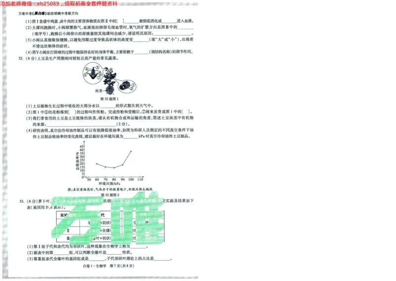 A42025版WW黑白卷生物白卷（加深）_初中资料合集_万唯2025万唯中考《黑白卷-地生》多地版本（已更12省）_2025《万唯中考&bull;黑白卷》地生（福建）_2025版《WW中考黑白卷》（FJ专版）生地