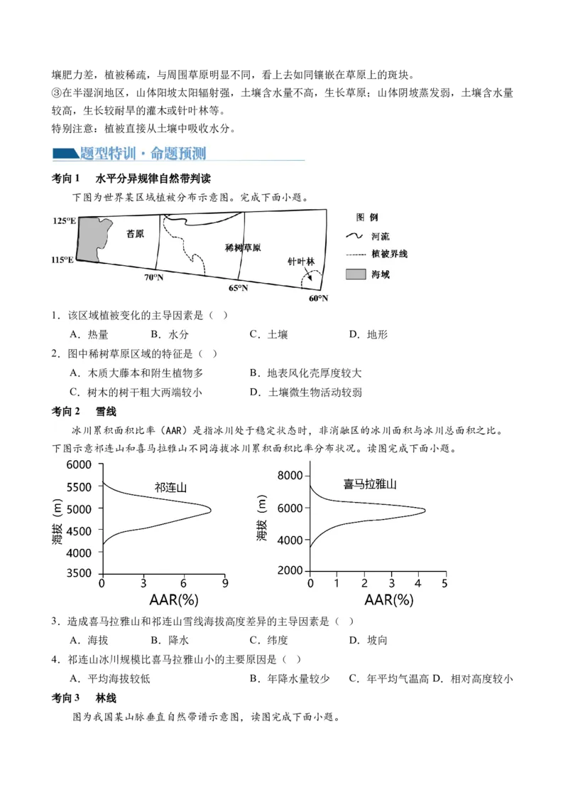 专题06自然地理环境的整体性与差异性（含生物与环境、冻土）（讲义）（原卷版）_9.2025地理总复习_2024年新高考资料_2.2024二轮复习_2024年高考地理二轮复习讲练测（新教材新高考）