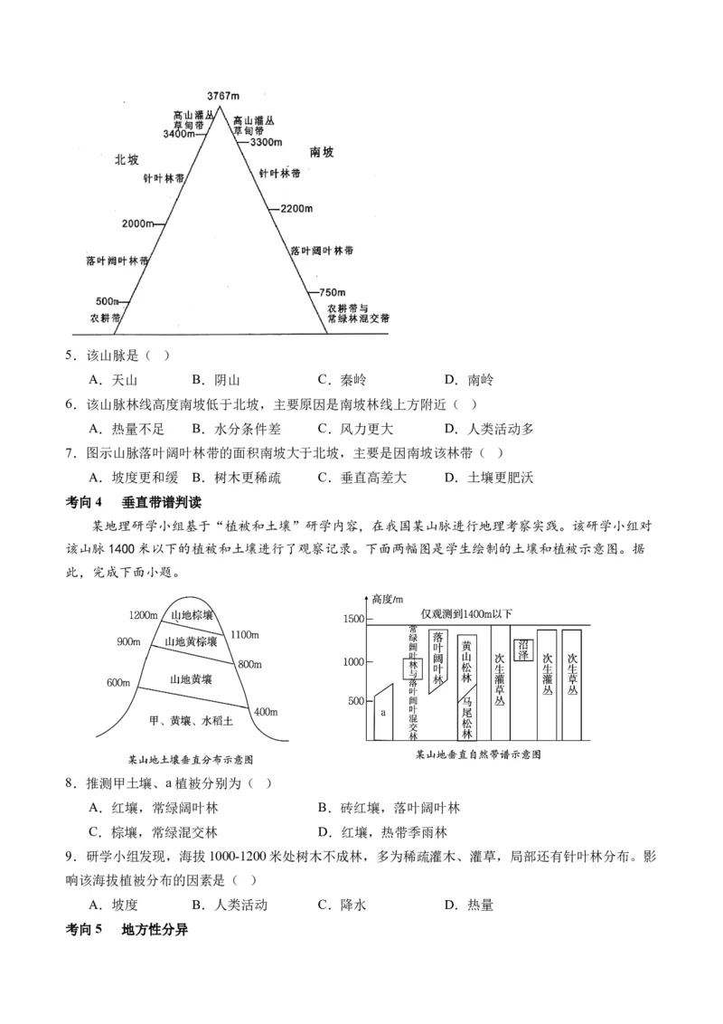 专题06自然地理环境的整体性与差异性（含生物与环境、冻土）（讲义）（原卷版）_9.2025地理总复习_2024年新高考资料_2.2024二轮复习_2024年高考地理二轮复习讲练测（新教材新高考）