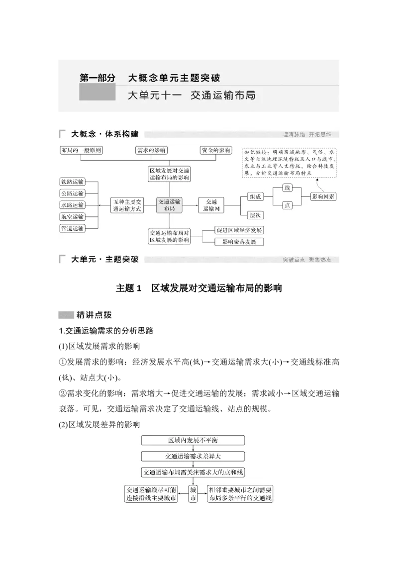 2025年高考地理考前大概念单元主题突破大单元十一　交通运输布局_9.2025地理总复习_2025年新高考资料_二轮复习_2025年高考地理考前增分特训