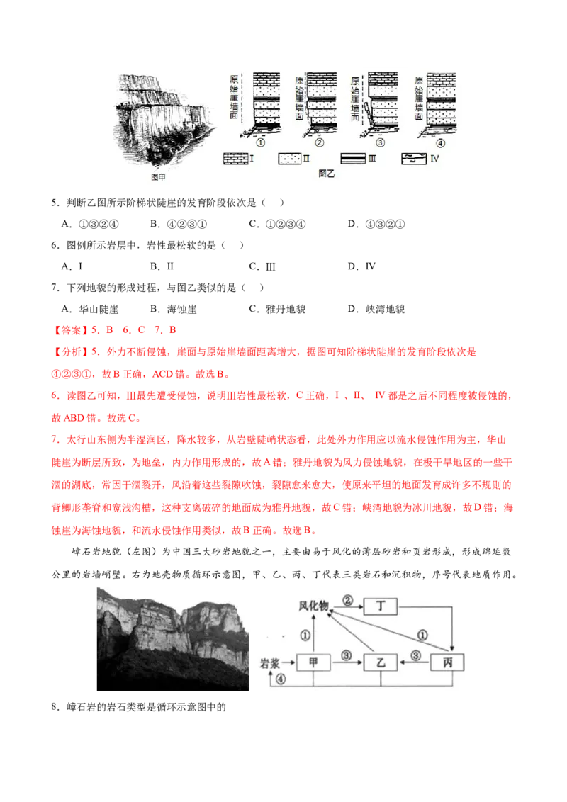 地理微考点：嶂石岩地貌的形成过程-备战2023年高考总复习地理微考点狙击与专项突破_9.2025地理总复习_2023年新高考复习资料_专项复习_备战2023年高考地理总复习微考点狙击与专项测练