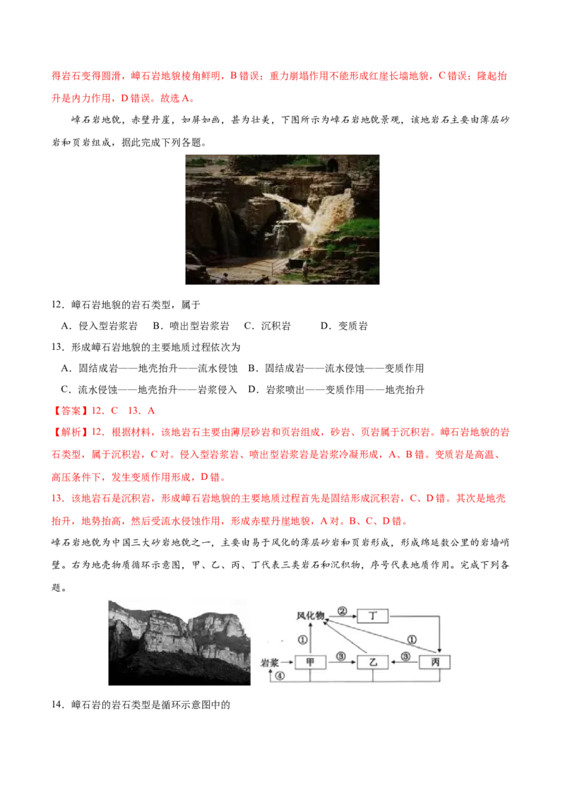 地理微考点：嶂石岩地貌的形成过程-备战2023年高考总复习地理微考点狙击与专项突破_9.2025地理总复习_2023年新高考复习资料_专项复习_备战2023年高考地理总复习微考点狙击与专项测练