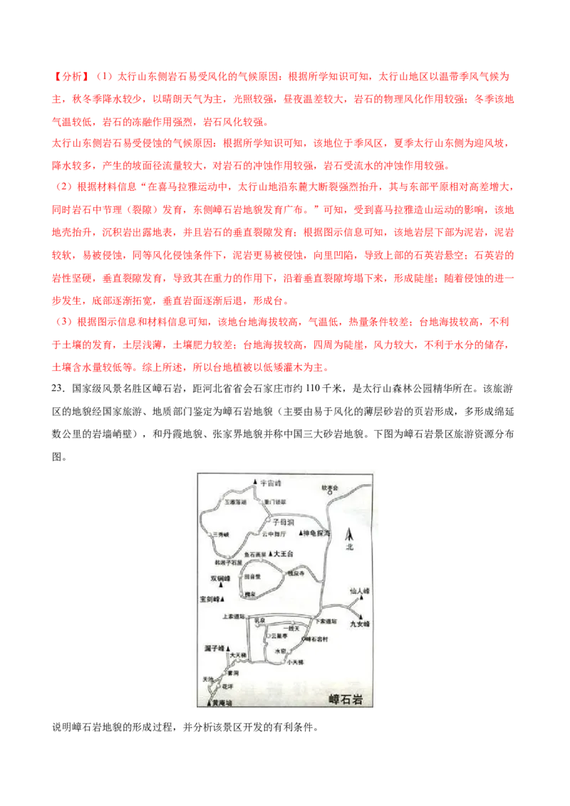 地理微考点：嶂石岩地貌的形成过程-备战2023年高考总复习地理微考点狙击与专项突破_9.2025地理总复习_2023年新高考复习资料_专项复习_备战2023年高考地理总复习微考点狙击与专项测练
