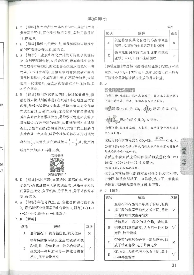 7科合订-答案详解详析_初中资料合集_2025《万唯中考&bull;黑白卷》多地方版（更30省）_2025《万唯中考&bull;黑白卷》7科全套（江西）_2025年万唯中考黑白卷化学江西地区